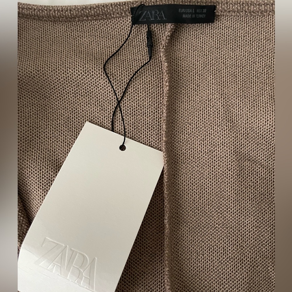 Zara Elegant Brown Wrap Sweater size large - Picture 3 of 5